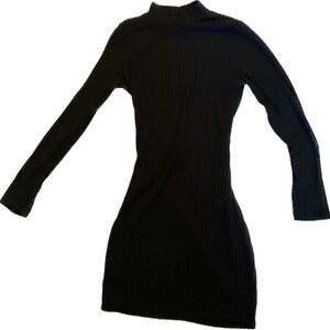 Elegant Black Turtleneck Mini Dress